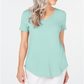 JM Collection Women's Lattice Back V Neck Top Blue Size X-Large