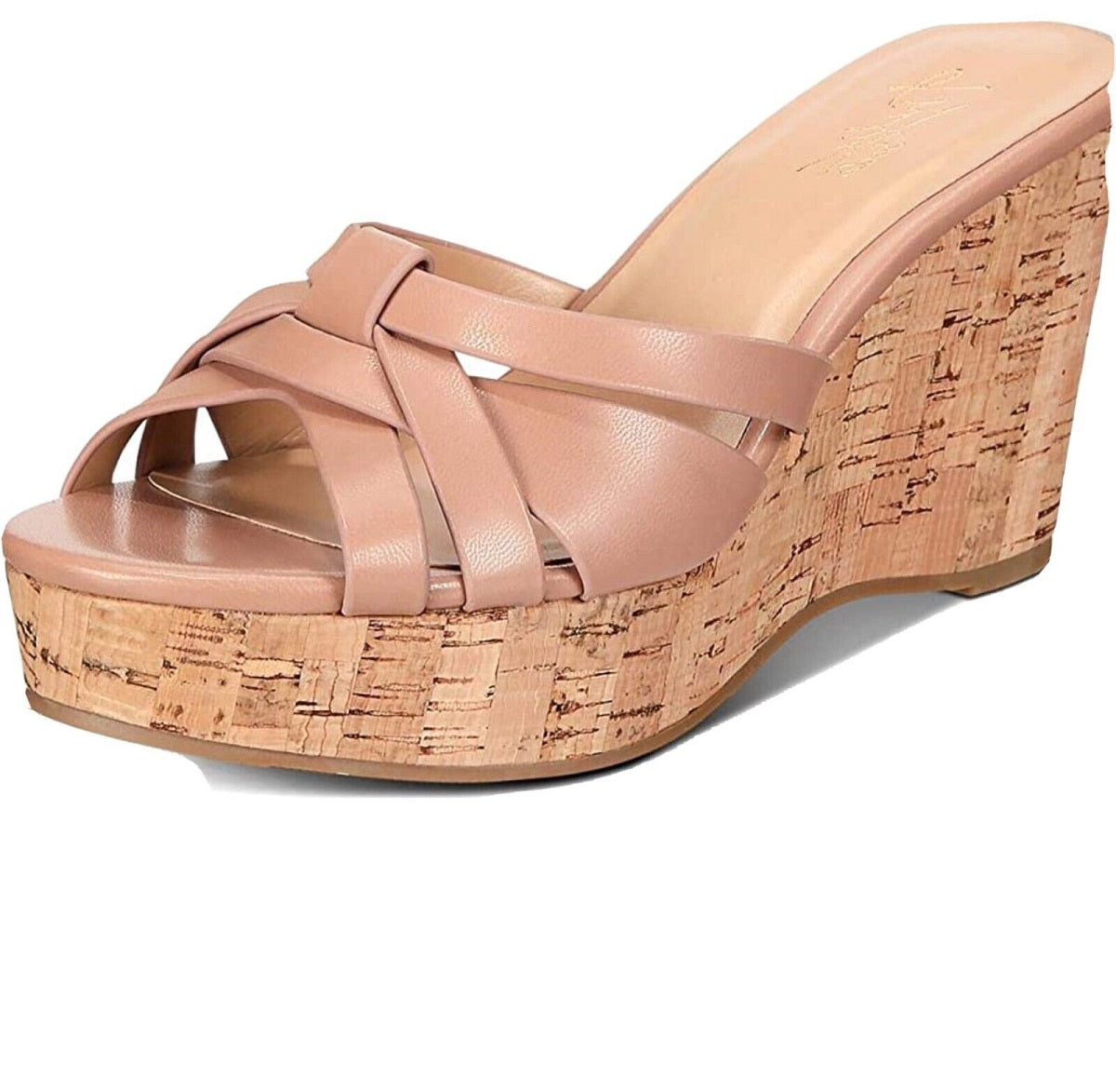 Thalia Sodi Women's Round Toe Wedge Slip On Slide Sandals Brown Size 10 M