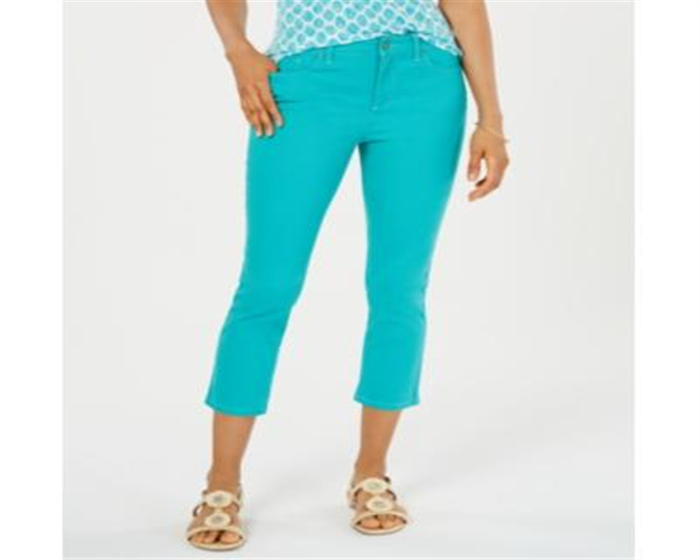 Charter Club Women's Tummy Control Bristol Capri Jean Turquoise Stone Size 10