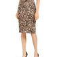 INC Women's Skirt Animal-Print Scuba Pencil Black Size M