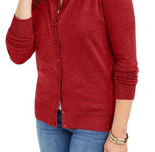 Charter Club Women's Long Sleeve Button Front Cardigan Red Size XX-Large
