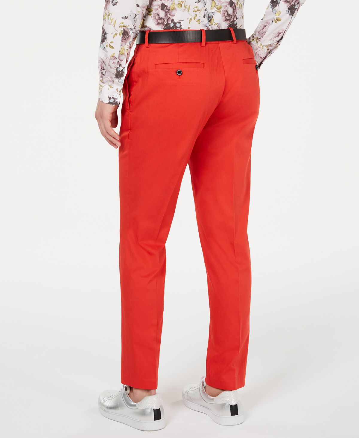 INC International Concepts Men's Milan Slim Fit Flat Front Straight Leg Pants Red Size 32X32