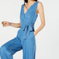 INC International Concepts Women's Scalloped Denim Jumpsuit Blue Size 4 Petite
