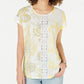 Style & Co Women's Sublimated Printed Top Yellow Size Large