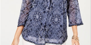 Charter Club Women's Printed Tunic Camisole Top Blue Size X-Small