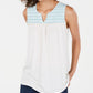 Style & Co Women's Printed Sleeveless Tank Top White Size Large