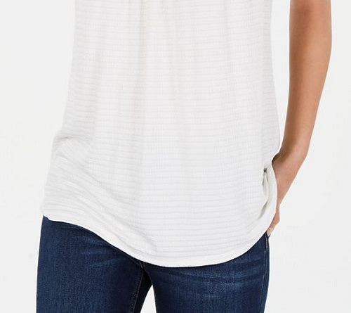 Style & Co Women's Printed Sleeveless Tank Top White Size Large