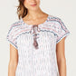 Style & Co Women's Lace up Peasant Top White Size Small