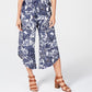 Style & Co Women's Printed Drawstring Waist Jumpsuit Blue Size Large