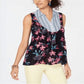 Style & Co Women's Hibiscus Mixed Media Top Size Medium