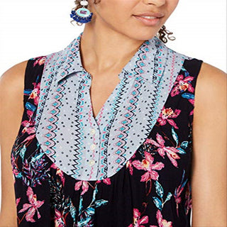 Style & Co Women's Hibiscus Mixed Media Top Size Medium