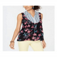 Style & Co Women's Hibiscus Mixed Media Top Size Medium
