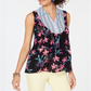 Style & Co Women's Hibiscus Mixed Media Top Size Medium