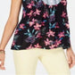 Style & Co Women's Hibiscus Mixed Media Top Size Medium