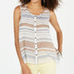 Style & Co Women's Cotton Striped Button up Top White Size Medium