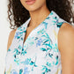 Charter Club Women's Floral Print Button Front Shirt White Size 14 Petite