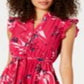 Charter Club Women's Printed Ruffle Sleeve Shirtdress Pink Size 12