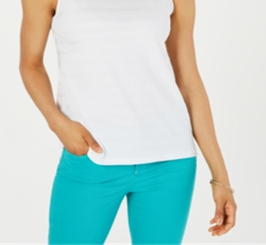 Charter Club Women's Textured Cotton Tank Top White Size Small