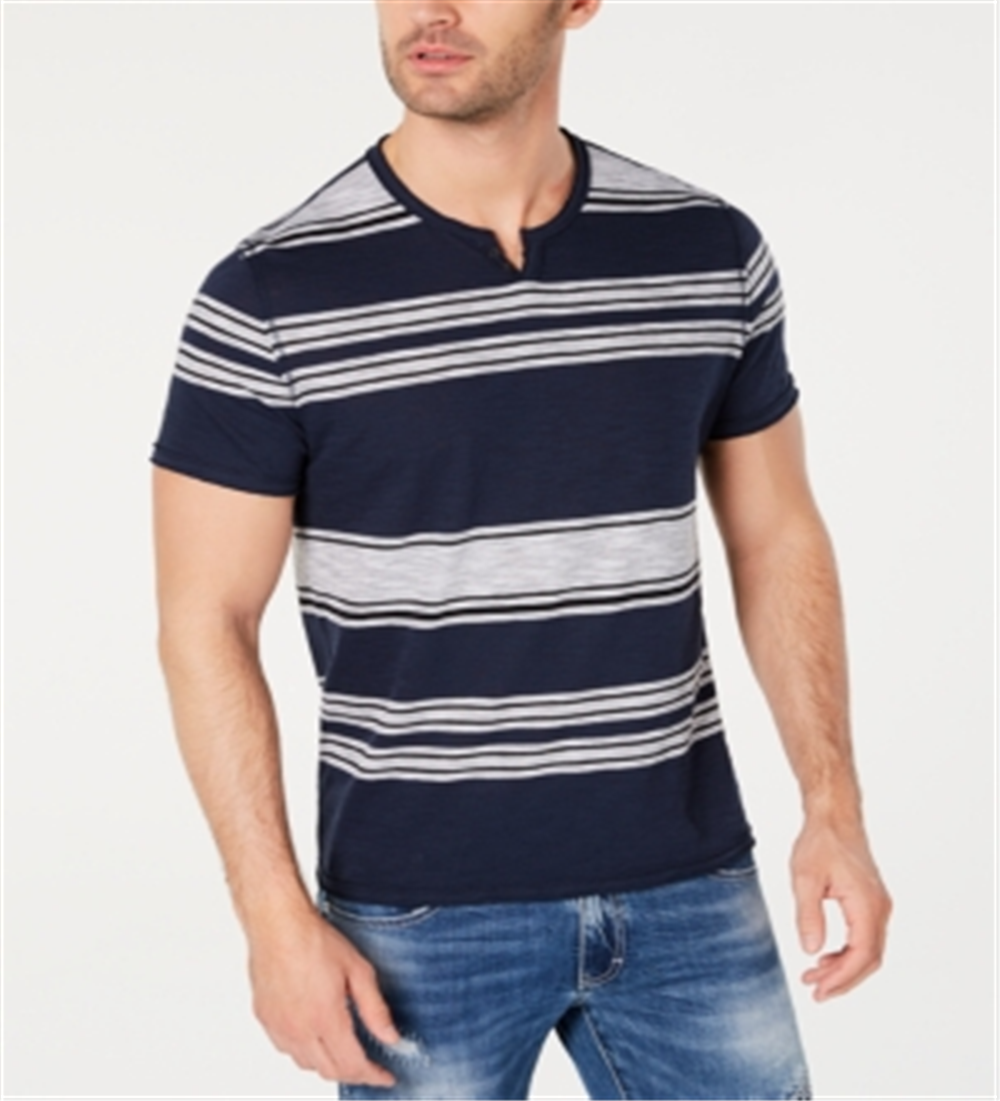 INC International Concepts Men's Striped Short Sleeve T-Shirt Blue Size Medium