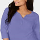Karen Scott Women's Cotton Henley Top Purple Size Medium