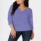 Karen Scott Women's Cotton Henley Top Purple Size Medium
