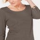 Karen Scott Women's Cotton 3/4 Sleeve Top Brown Size X-Small