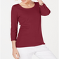 Karen Scott Women's Cotton 3/4 Sleeve Top Red Size Large