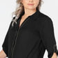 JM Collection Women's Caviar Trim Button up Top Black Size XX-Large