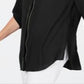 JM Collection Women's Caviar Trim Button up Top Black Size XX-Large