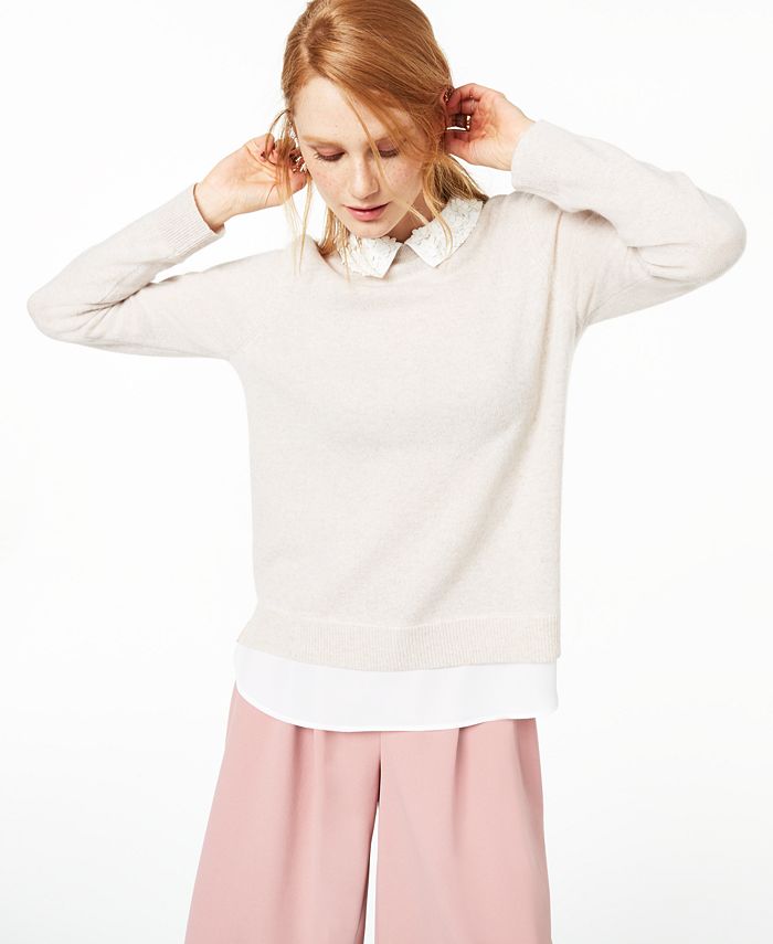 Charter Club Women's Layered Look Cashmere Sweater Brown Size X-Small