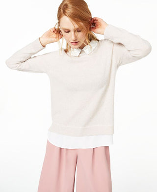 Charter Club Women's Layered Look Cashmere Sweater Brown Size X-Small