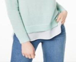 Charter Club Women's Layered Look Cashmere Sweater Blue Size Medium