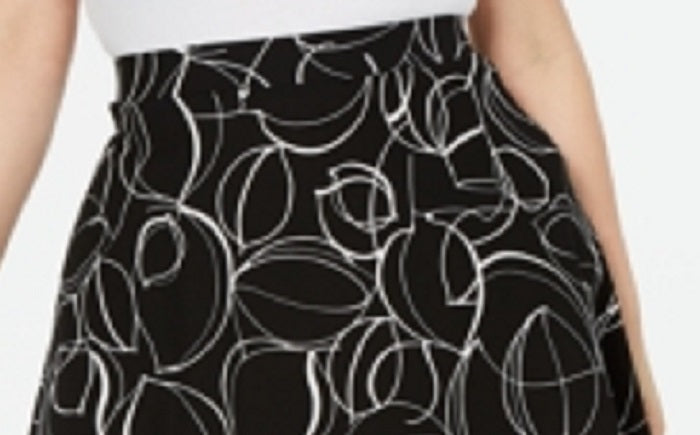 Alfani Women's Printed MIDI Skirt Black Size 18W
