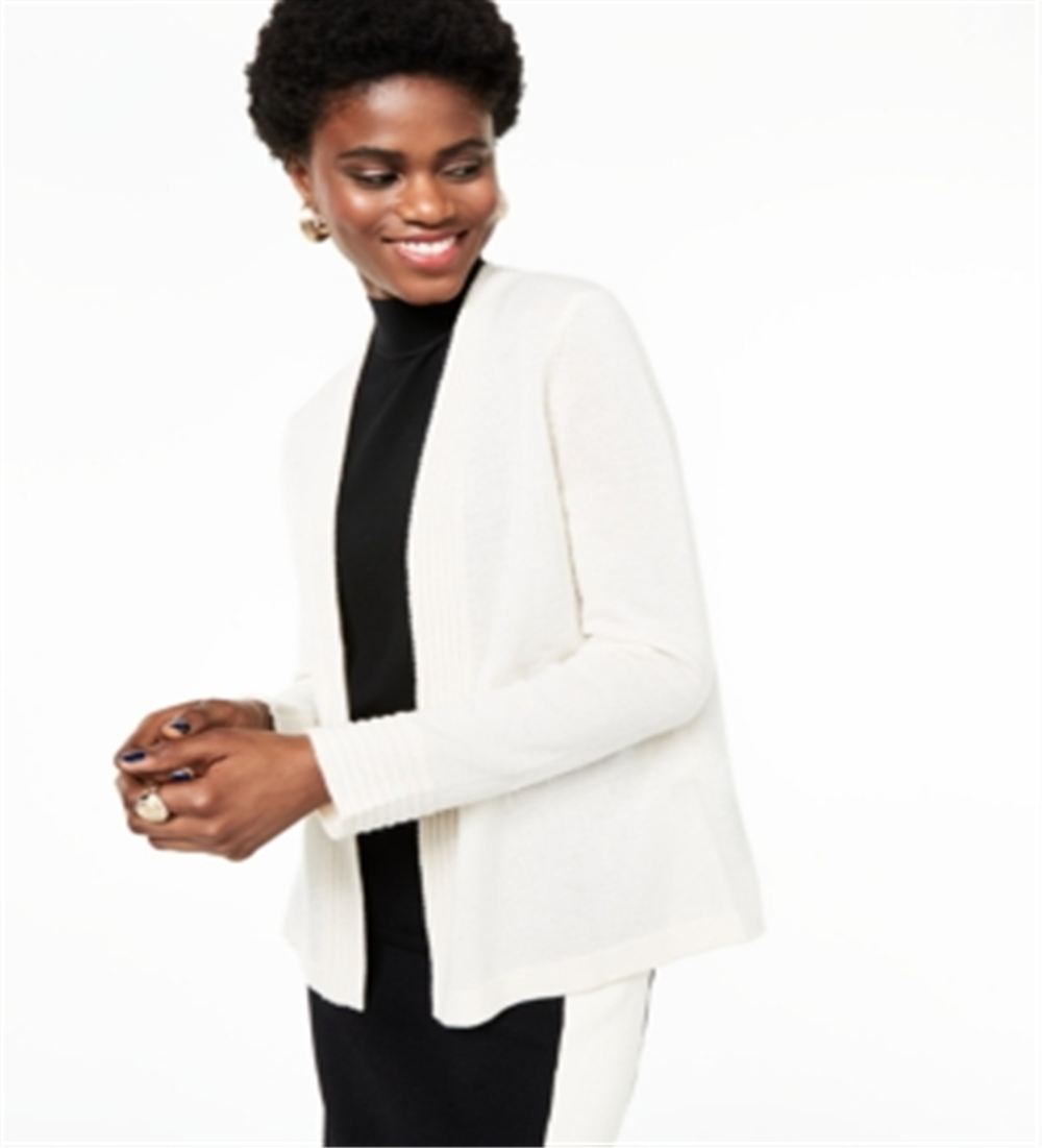 Charter Club Women's Open Front Cashmere Cardigan White Size X-Small