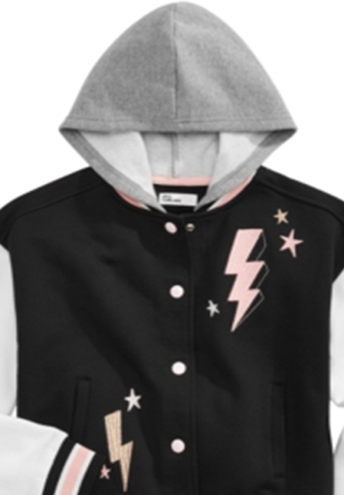 Epic Threads Little Girl's Hooded Varsity Jacket Black Size 6