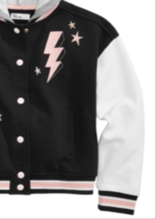Epic Threads Little Girl's Hooded Varsity Jacket Black Size 6