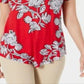 JM Collection Women's Printed Top Red Size Petite XL