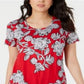 JM Collection Women's Printed Top Red Size Petite XL