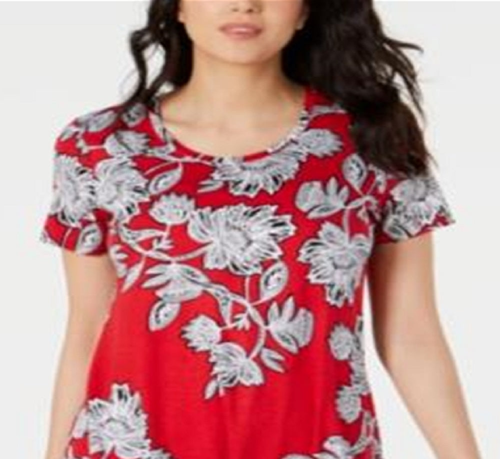 JM Collection Women's Printed Top Red Size Petite XL