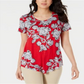 JM Collection Women's Printed Top Red Size Petite XL