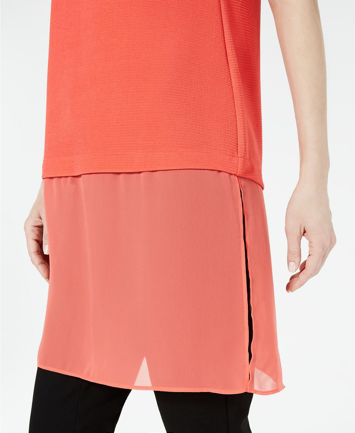 Alfani Women's Coral Layered-look Sleeveless Scoop Neck Party Tunic Top Pink Size Petite Medium
