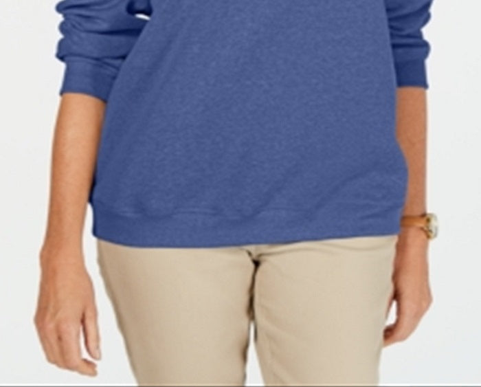 Karen Scott Women's Crewneck Fleece Sweatshirt Blue Size Petite Medium