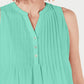 Charter Club Women's Green Sleeveless Pintuck Blouse Size Medium