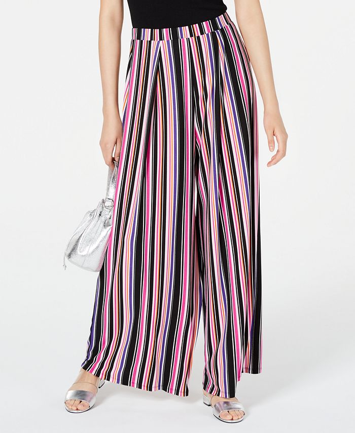 Bar III Women's Striped Wide Leg Pants Pink Size X-Small