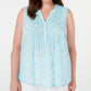 Charter Club Women's Plus Pleated Shell Blouse Blue Size Petite L