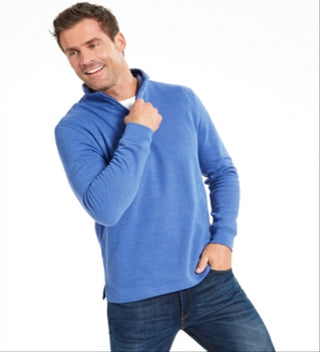 Club Room Men's Quarter Zip French Rib Pullover Sweater Blue Size Medium