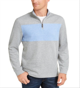 Club Room Men's Quarter Zip French Rib Pullover Gray Size X-Large
