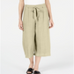 JM Collection Women's Tie Front Textured Capri Pants Brown Size Petite Medium