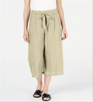 JM Collection Women's Tie Front Textured Capri Pants Brown Size Petite Medium