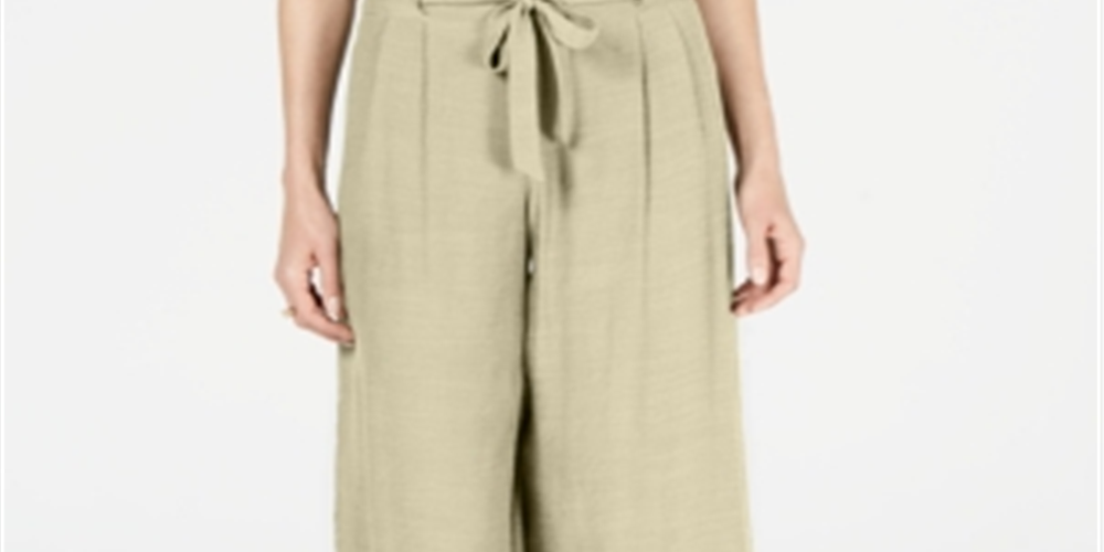 JM Collection Women's Tie Front Textured Capri Pants Brown Size Petite Medium